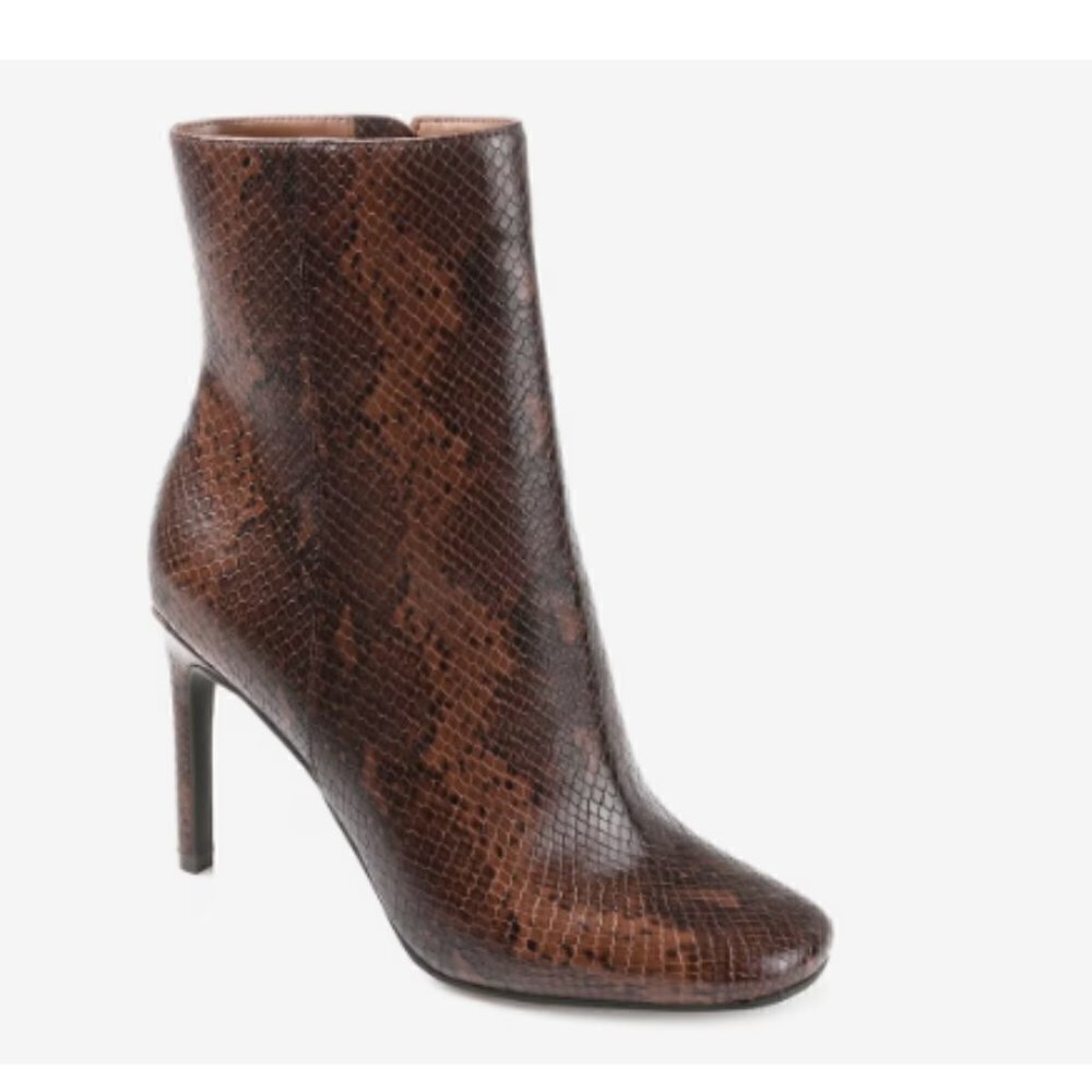 Journee Collection Silvy Bootie Brown Snake Print 10